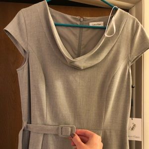 NWT. Calvin Klein grey work dress - Sz 8